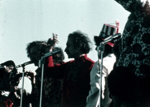 Marty on stage at Exorcise the Pentagon 1967 with Ed Sanders, The Fugs, Abbie Hoffman